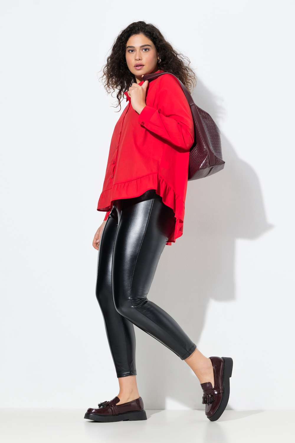 Leggings, Lederoptik, schmales Bein, Elastikbund