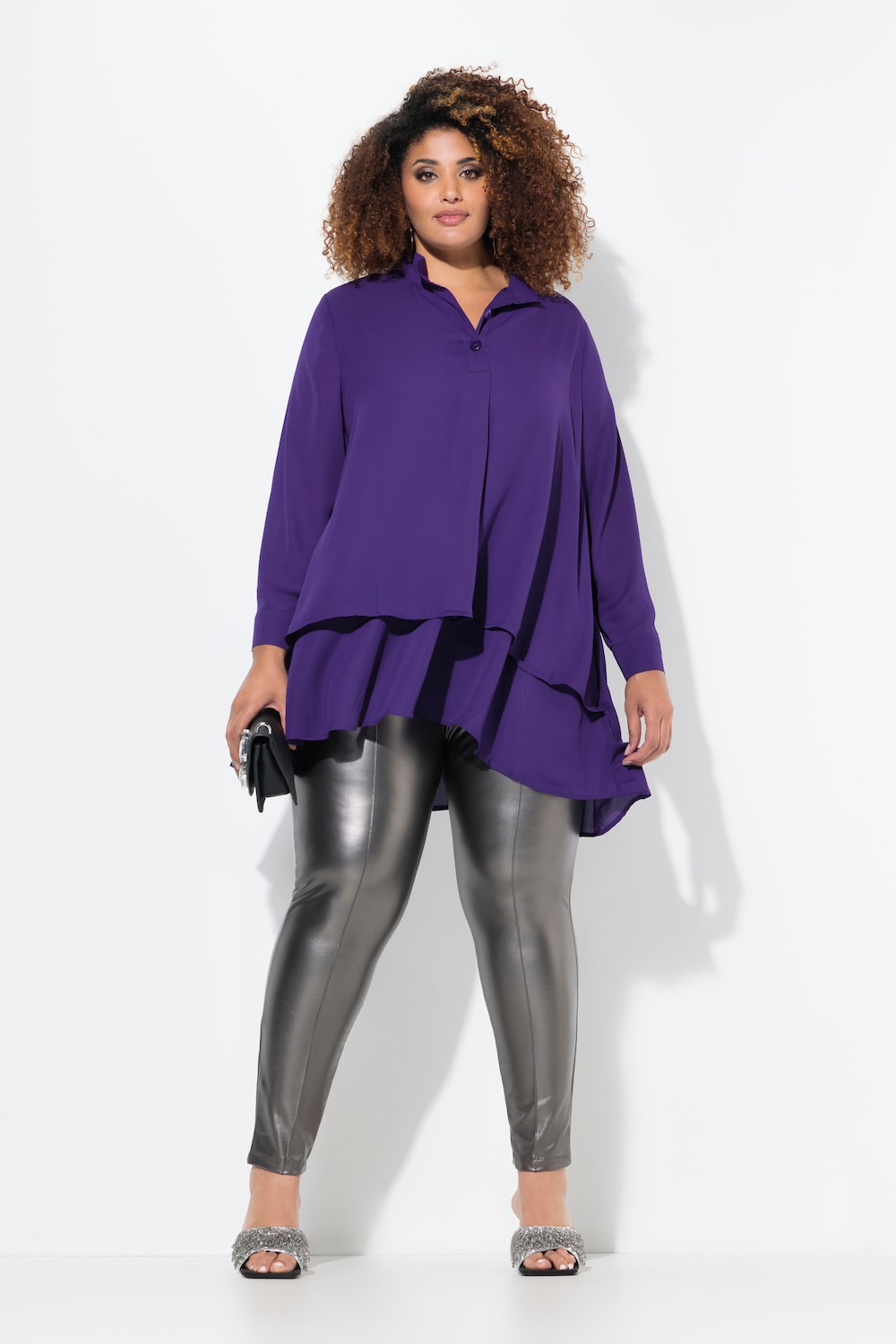 Leggings, imitert skinn, smale ben, elastisk linning
