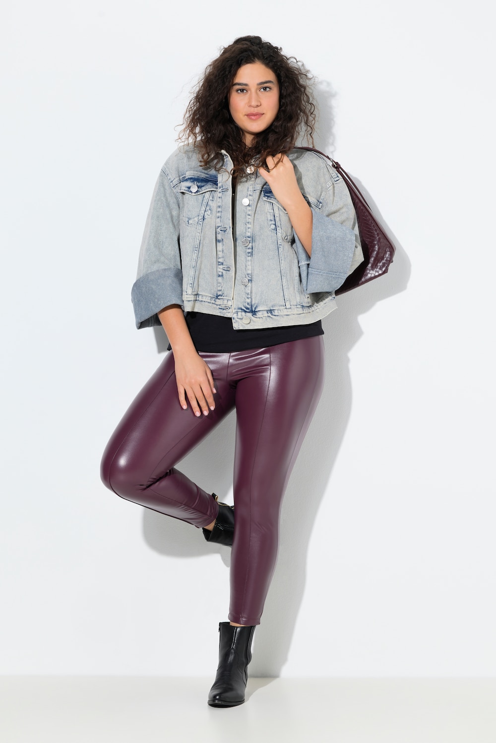 Große Größen Leggings, Damen, lila, Größe: 50/52, Synthetische Fasern/Polyester, Ulla Popken