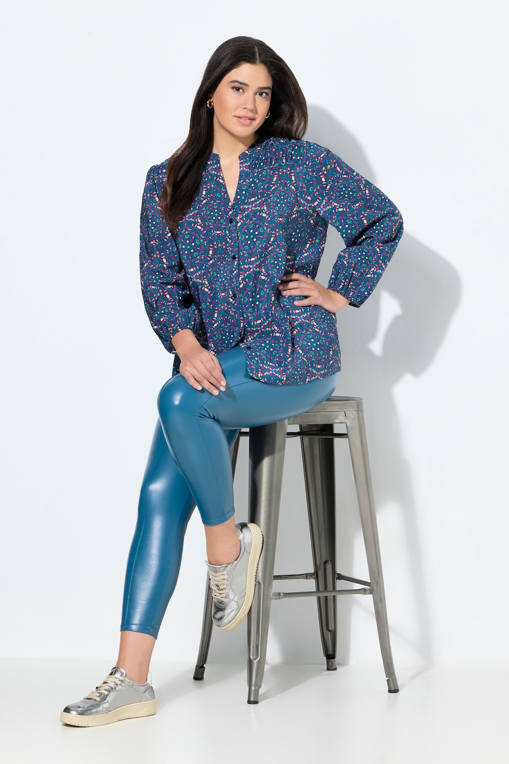 Leggings, Lederoptik, schmales Bein, Elastikbund