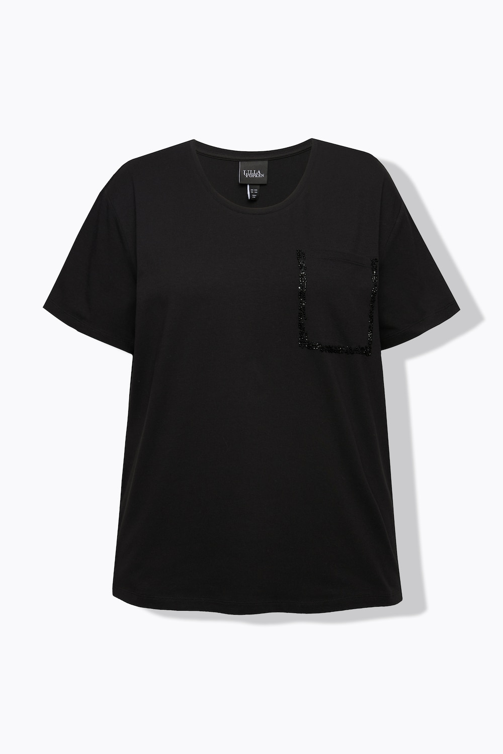 Stora storlekar T-shirt, Dam, svart, storlek: 54/56, Bomull, Ulla Popken