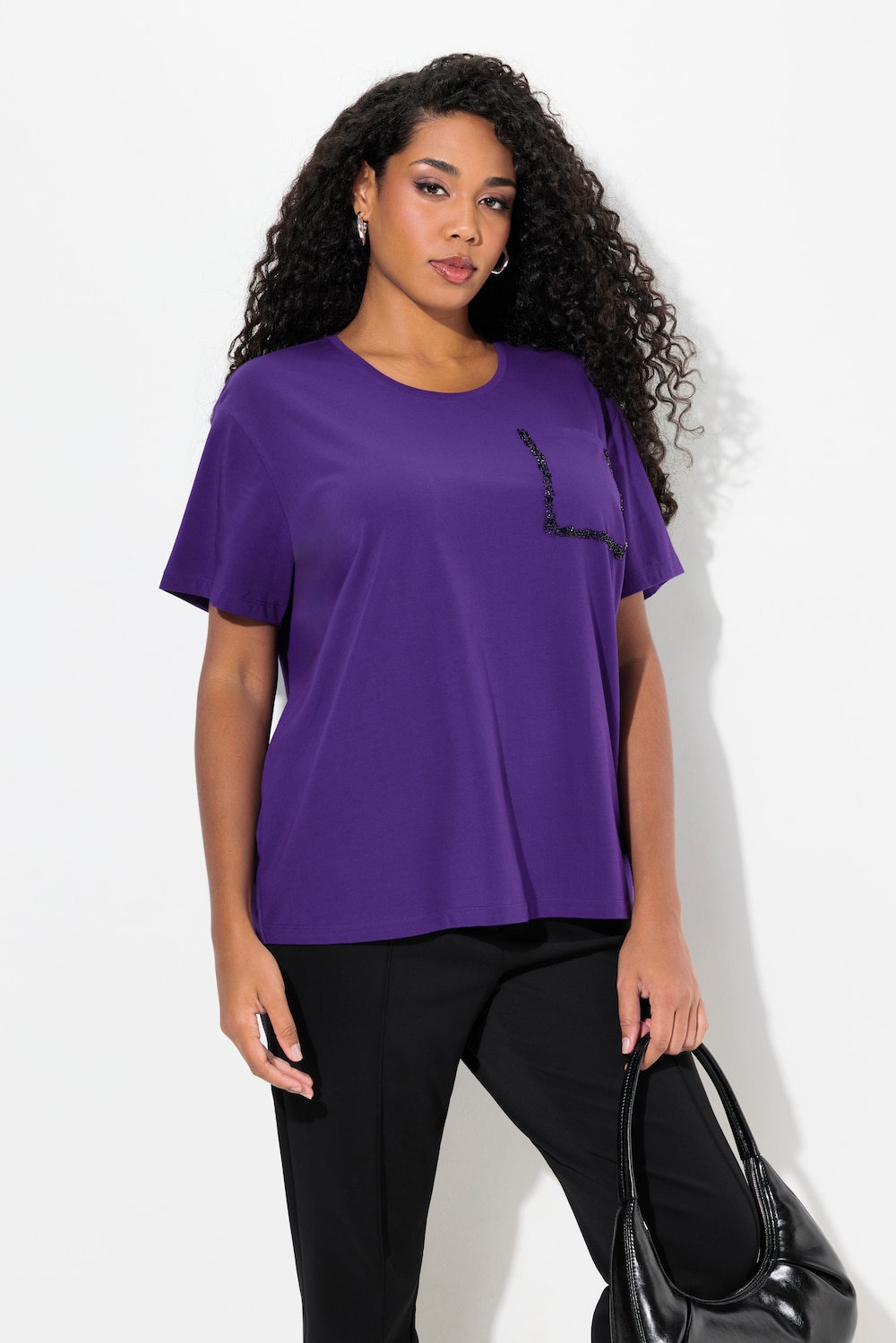 Große Größen T-Shirt, Damen, lila, Größe: 50/52, Baumwolle, Ulla Popken