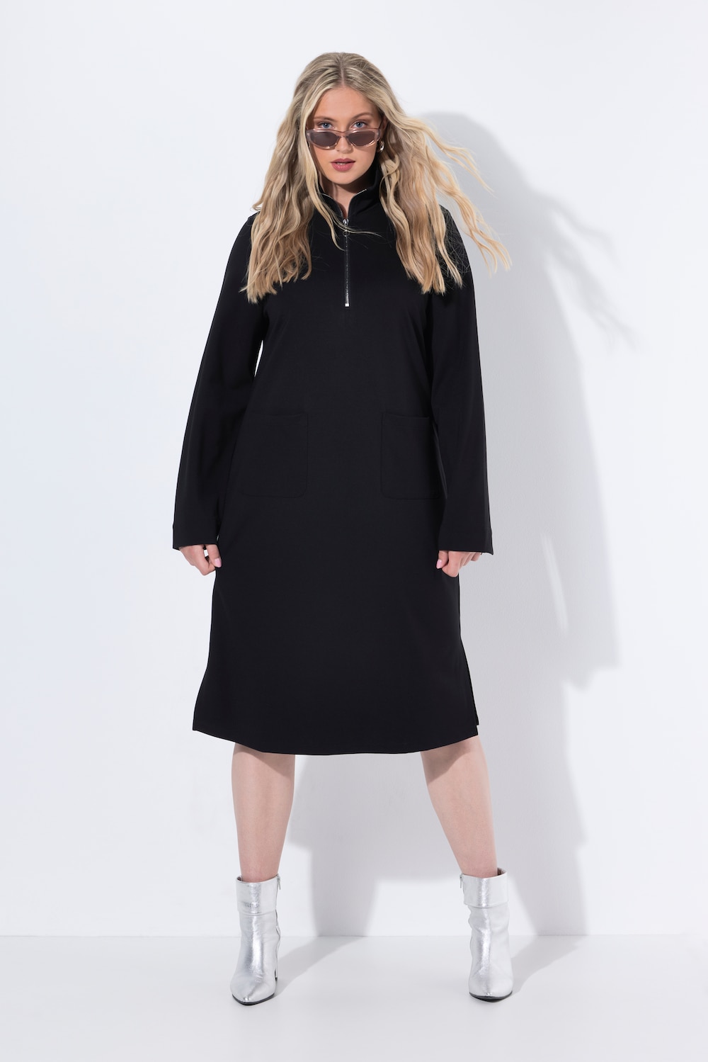 Kleid, Troyerkragen, Langarm, Taschen
