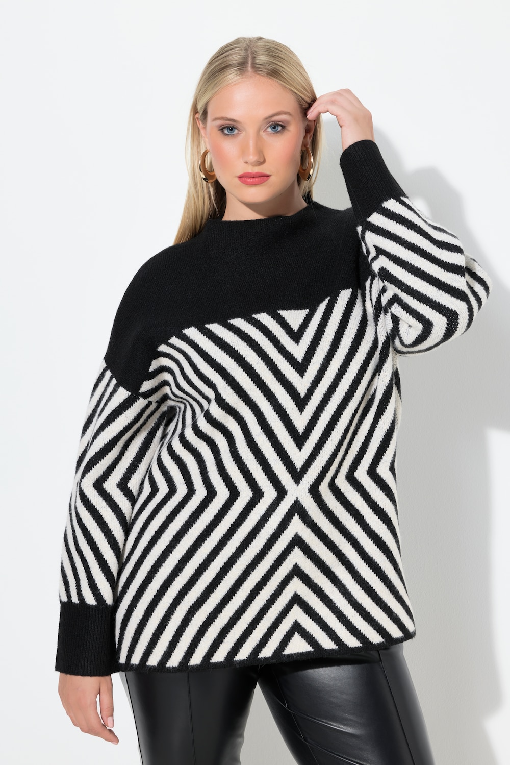 Große Größen Pullover, Damen, schwarz, Größe: 62/64, Synthetische Fasern, Ulla Popken