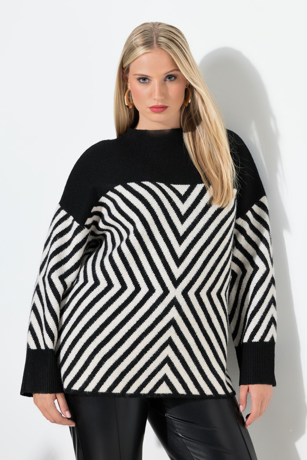 Pullover, grafisches Muster, Stehkragen, Langarm