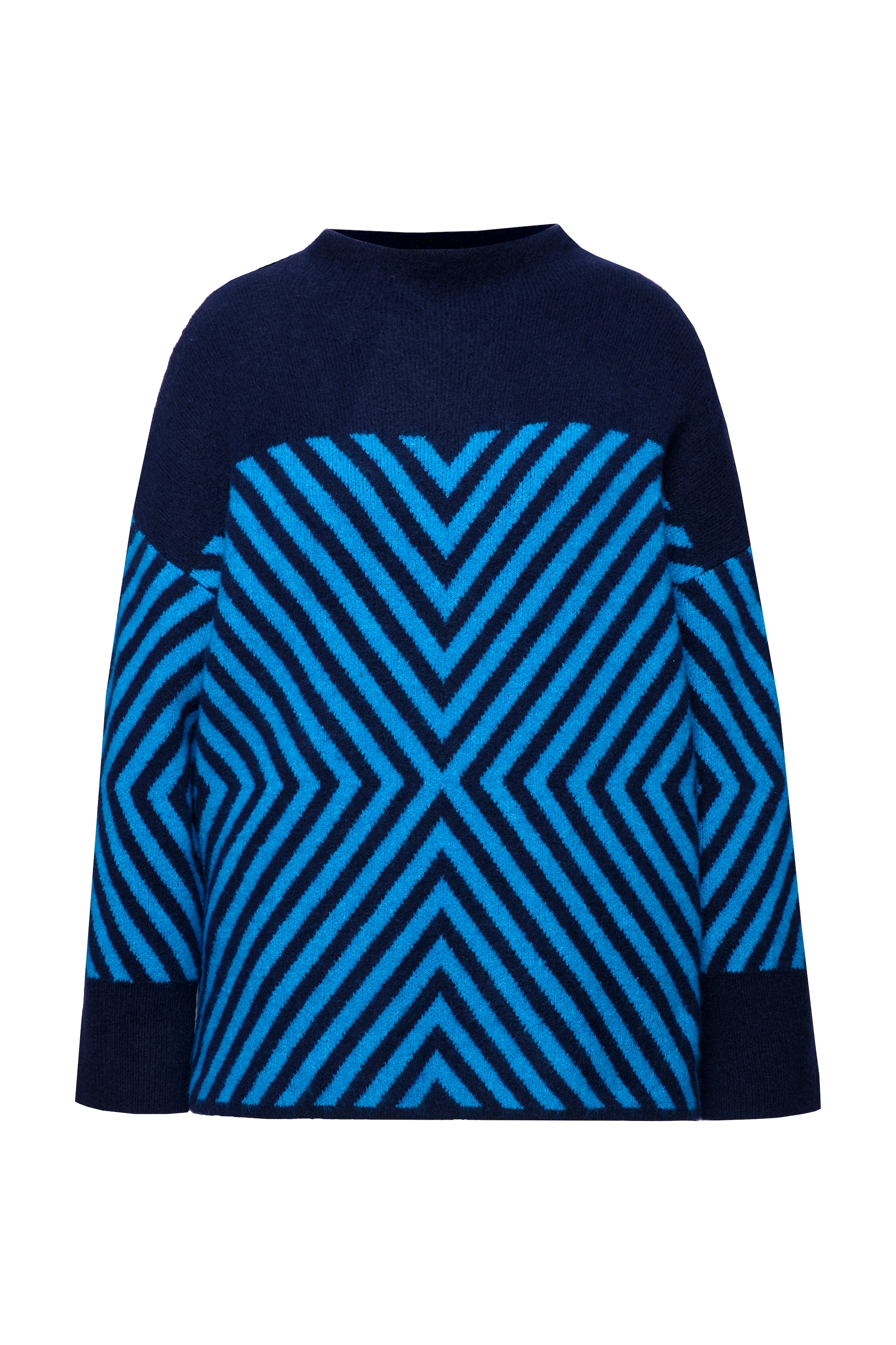 Ulla Popken Damen große Größen Pullover grafisches Muster Stehkragen