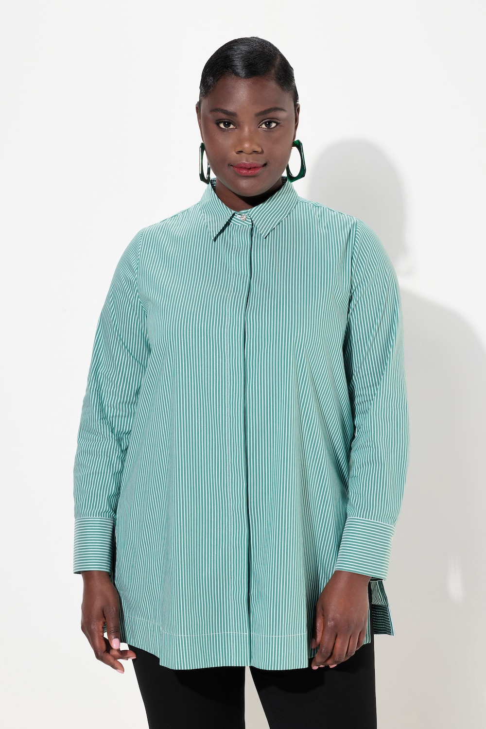 Große Größen Hemdbluse, Damen, türkis, Größe: 54/56, Baumwolle/Synthetische Fasern, Ulla Popken