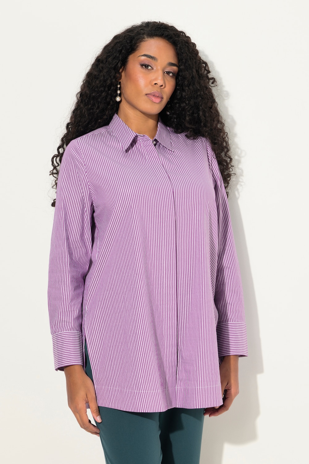 Große Größen Hemdbluse, Damen, rosa, Größe: 42/44, Baumwolle/Synthetische Fasern, Ulla Popken