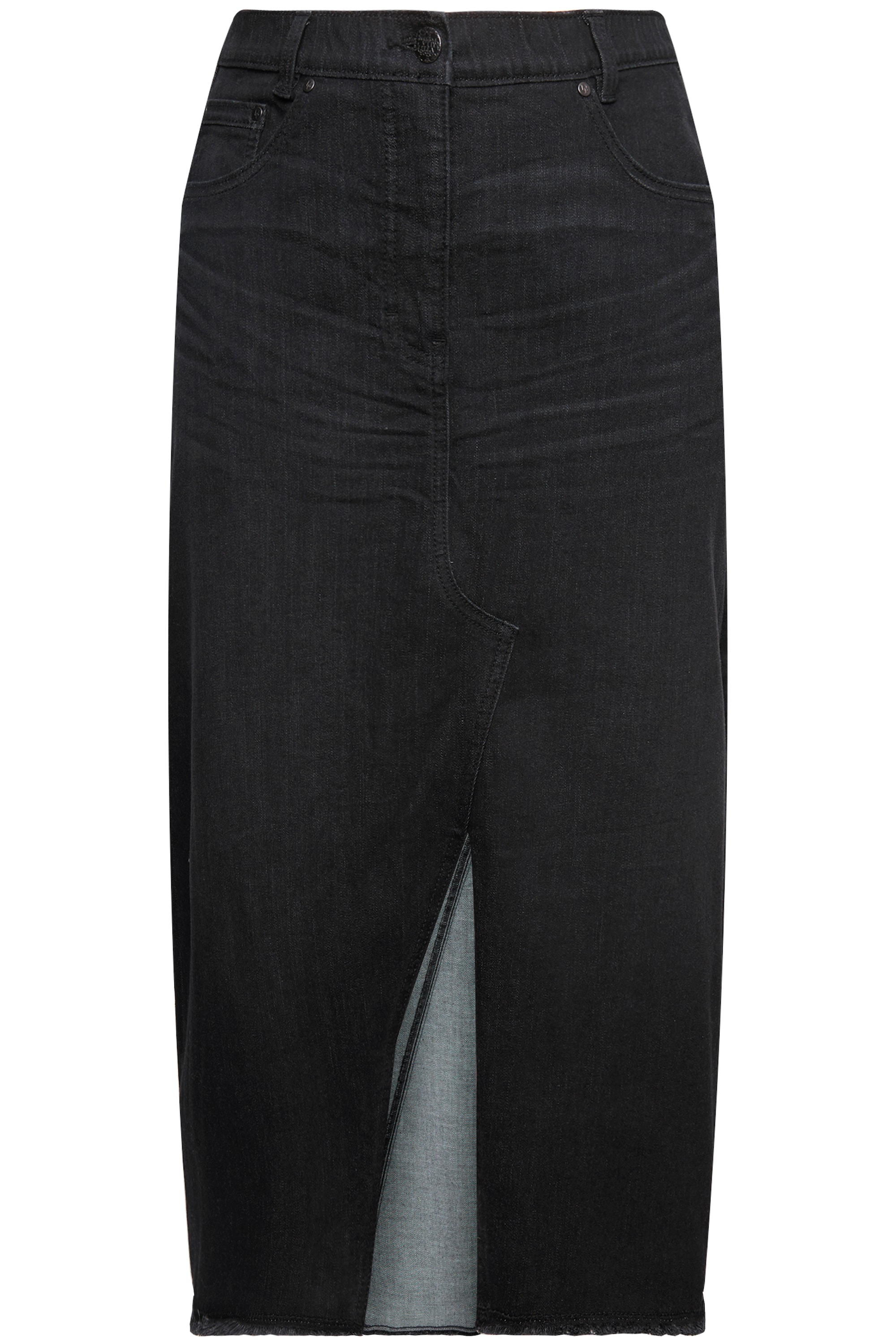 Ulla Popken Damen große Größen Jeansrock Saumschlitz A Linie Fransensaum 832754