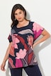 Shirtbluse, Blüten, Oversized, Rundhals, Halbarm