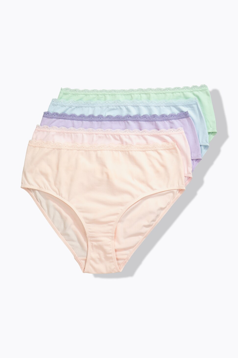 Ulla Popken Slip Midi In Confezione Da 5 - Conchiglie/Tinta Unita, Altezza Vita 11 Cm, Cotone (Taglia 48+)