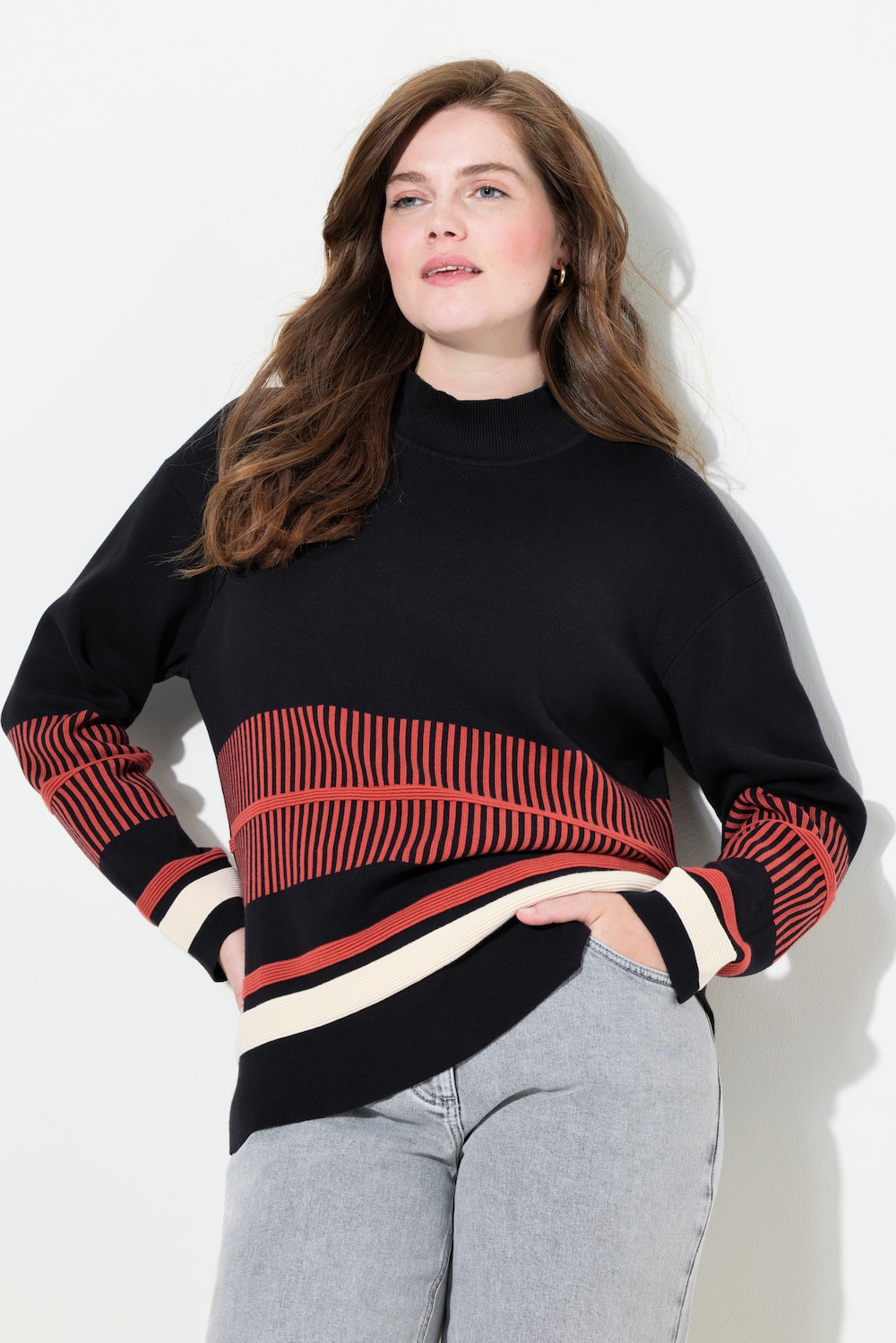 Große Größen Pullover, Damen, schwarz, Größe: 58/60, Baumwolle, Ulla Popken