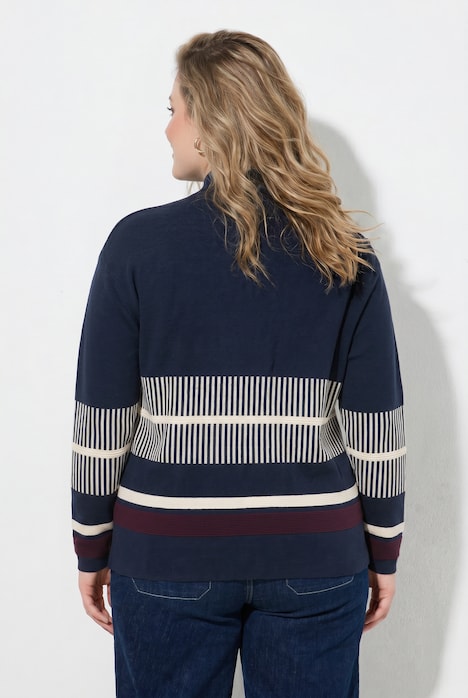 Pullover, Streifen, Stehkragen, Langarm, Biobaumwolle