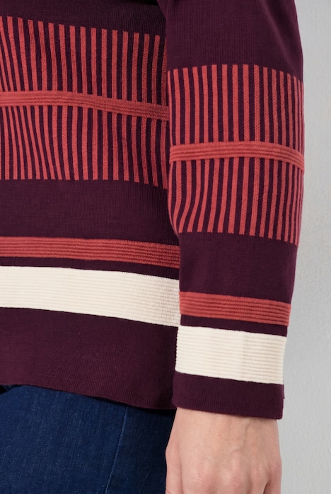 Pullover, Streifen, Stehkragen, Langarm, Biobaumwolle