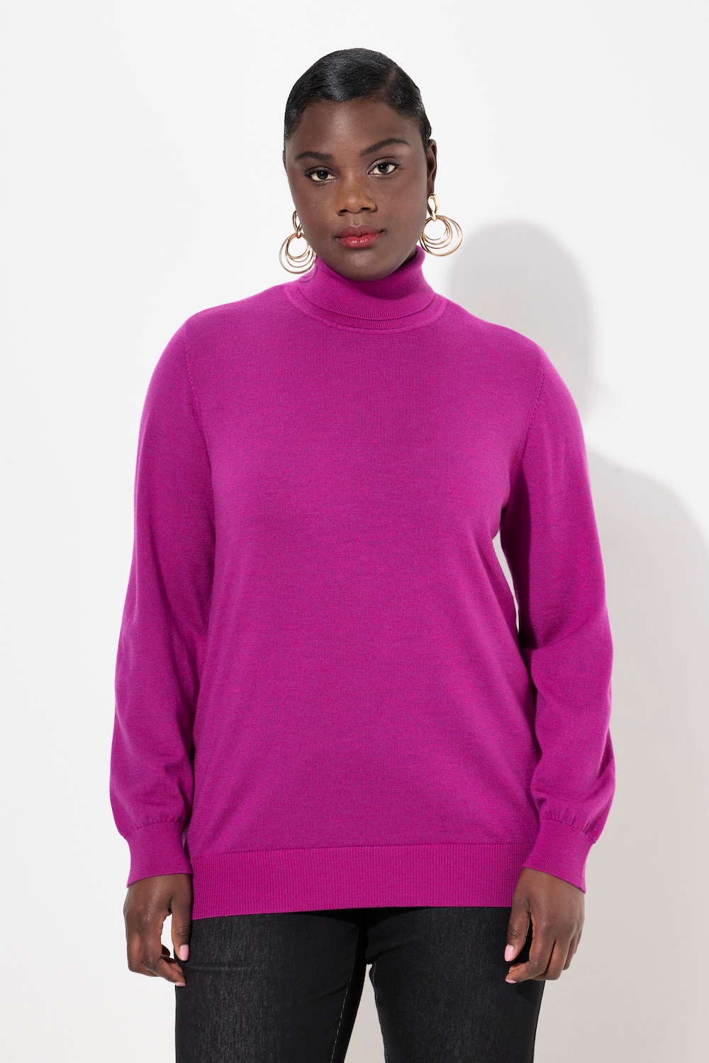 Große Größen Merinowolle-Rollkragenpullover, Damen, rosa, Größe: 42/44, Wolle, Ulla Popken