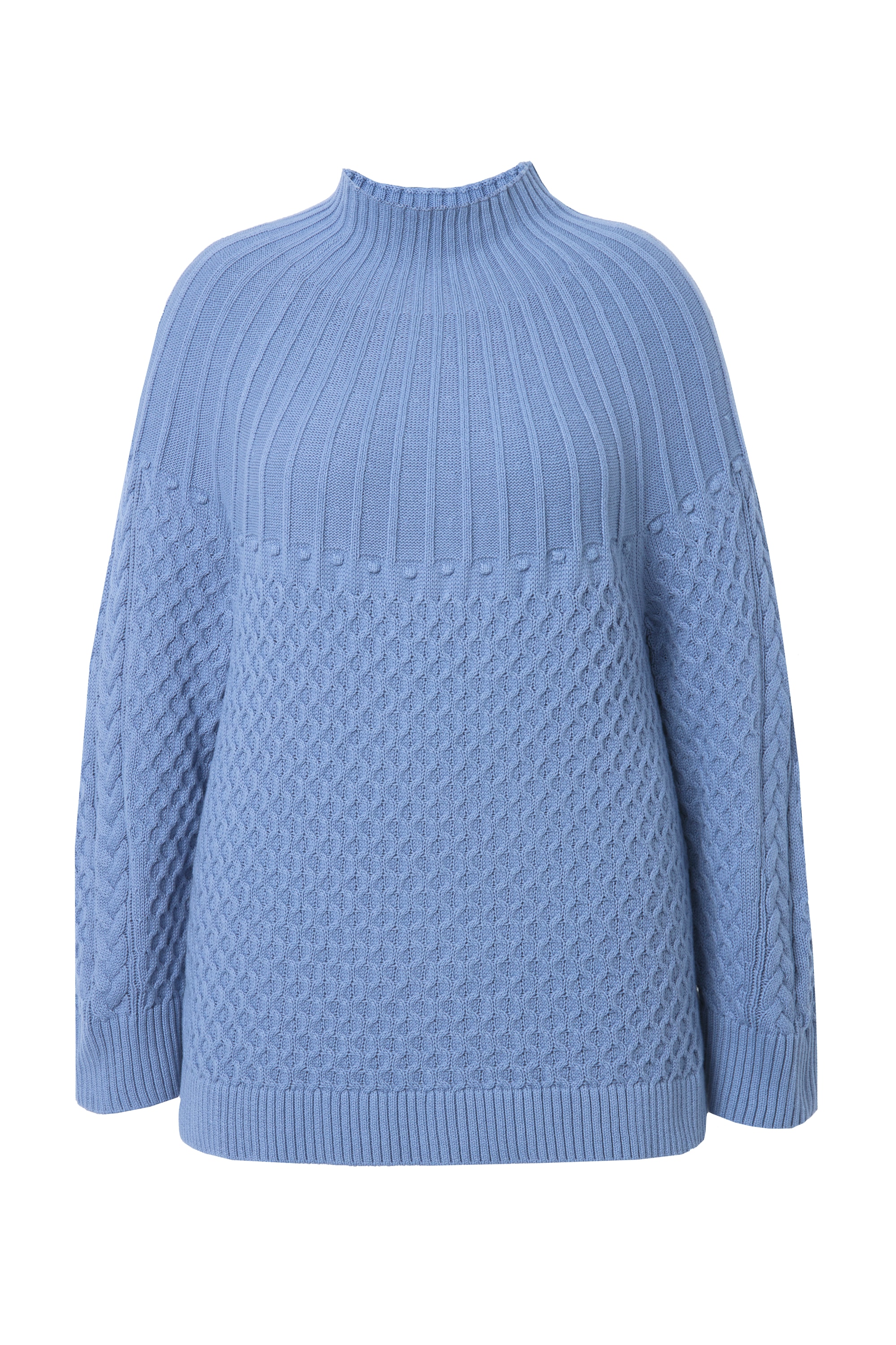 Ulla Popken Damen große Größen Pullover Strickmuster Stehkragen Langarm