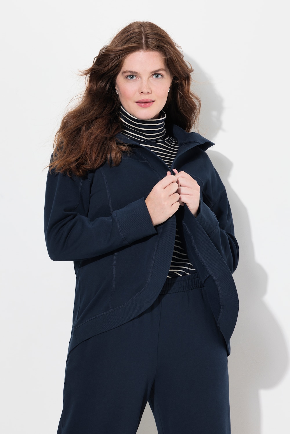 Große Größen Sweatjacke, Damen, blau, Größe: 50/52, Baumwolle, Ulla Popken