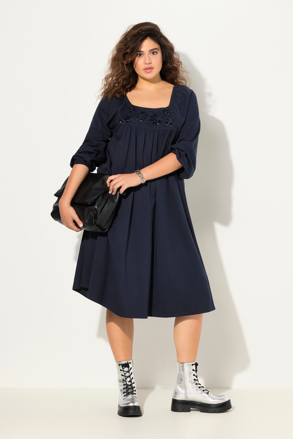 Große Größen Tunika-Kleid, Damen, blau, Größe: 42/44, Baumwolle, Ulla Popken