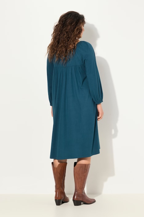 Beaded Long Sleeve Peasant Dress, dark teal | Ulla Popken