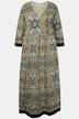 Jerseykleid, Paisley, A-Linie, Tunika-Ausschnitt, 3/4-Arm
