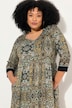 Jerseykleid, Paisley, A-Linie, Tunika-Ausschnitt, 3/4-Arm