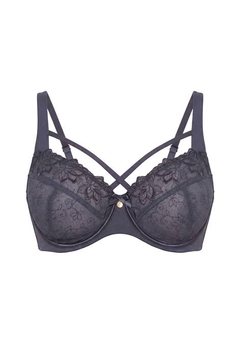 Podprsenka s kosticemi, transparentní krajka, ozdobné stuhy, košíčky C-F