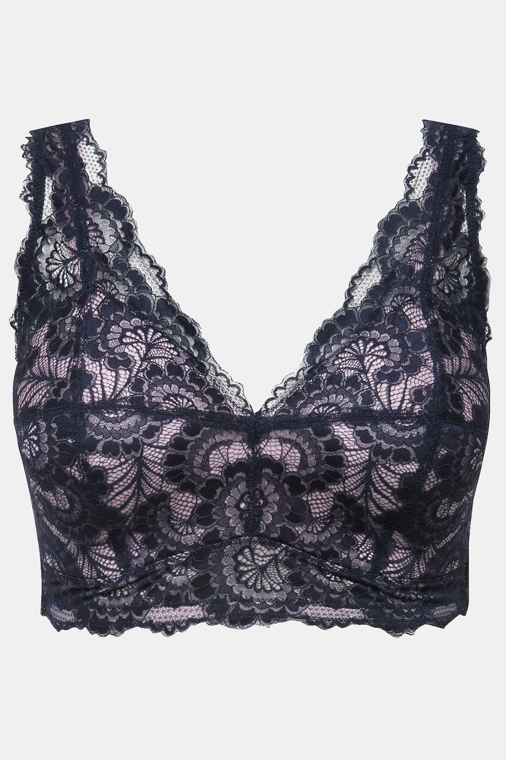 Stora storlekar Bralette med spets, Dam, rosa, storlek: 90C, Syntetfibrer/Elastan, Ulla Popken