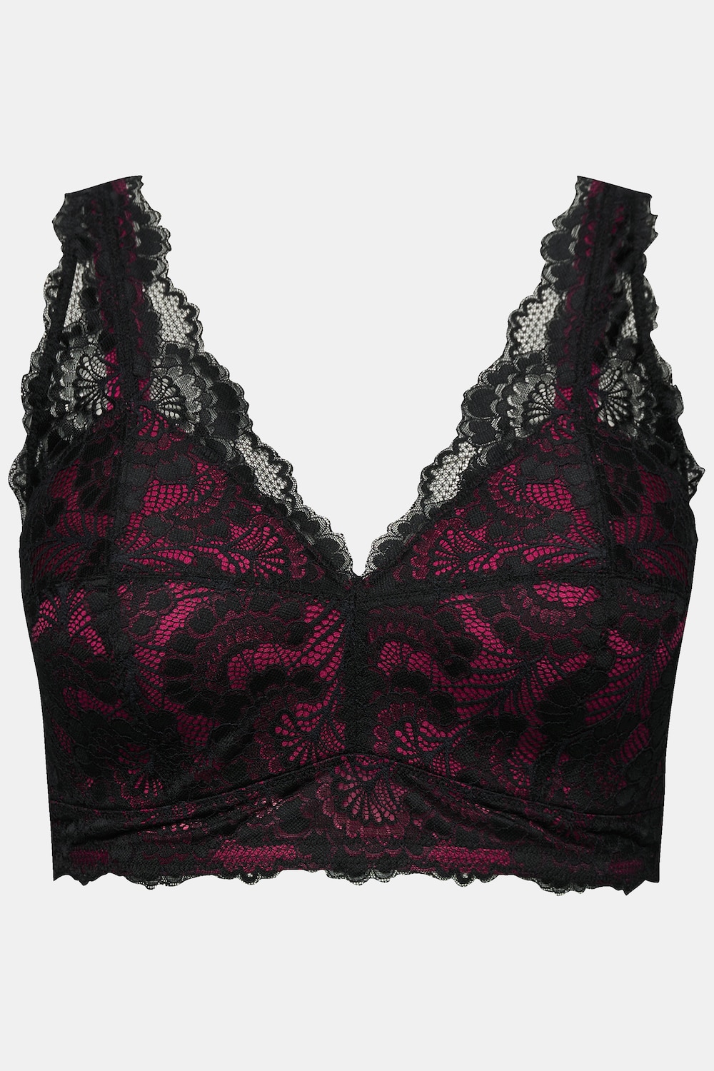 Stora storlekar Bralette med spets, Dam, rosa, storlek: 100D, Syntetfibrer/Elastan, Ulla Popken