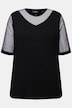 T-shirt, classic pasvorm, mesh met pailletten, jersey onderlaag