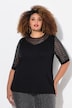 T-shirt, classic pasvorm, mesh met pailletten, jersey onderlaag