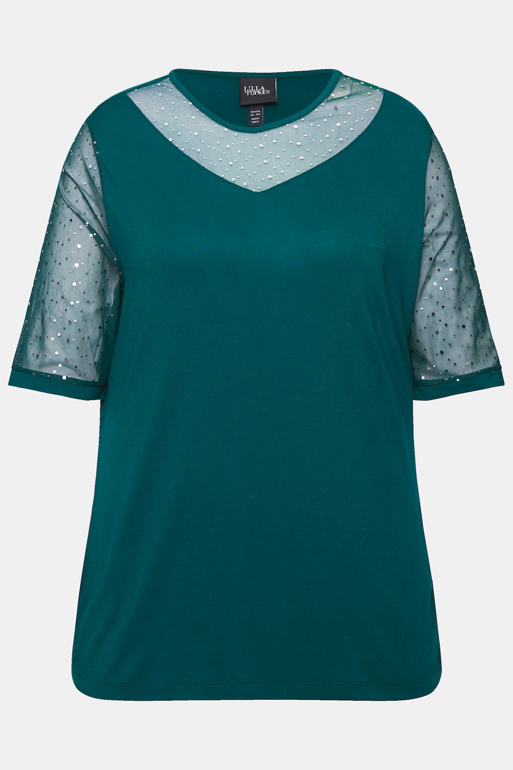 Stora storlekar T-shirt, Dam, turkos, storlek: 46/48, Viskos/Polyester/Elastan, Ulla Popken