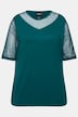 T-shirt, classic pasvorm, mesh met pailletten, jersey onderlaag
