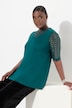 T-shirt, classic pasvorm, mesh met pailletten, jersey onderlaag