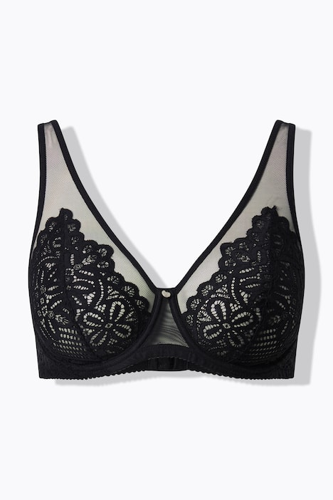 Soutien-gorge à armatures, dentelle et bretelles en mesh - bonnets B-E