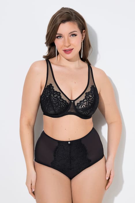 Soutien-gorge à armatures, dentelle et bretelles en mesh - bonnets B-E