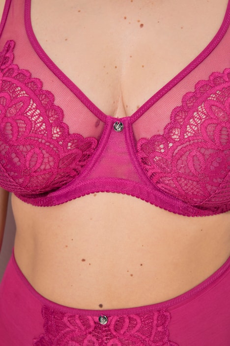 Soutien-gorge à armatures, dentelle et bretelles en mesh - bonnets B-E