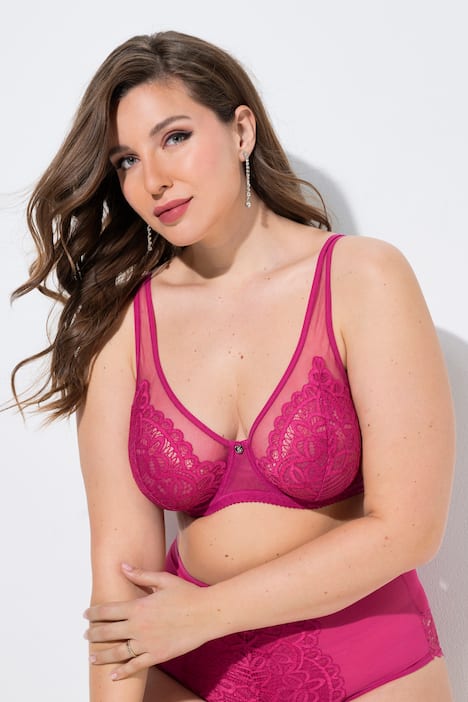 Soutien-gorge à armatures, dentelle et bretelles en mesh - bonnets B-E