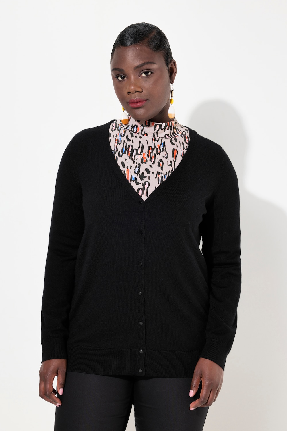 Große Größen Strickjacke, Damen, schwarz, Größe: 42/44, Wolle, Ulla Popken