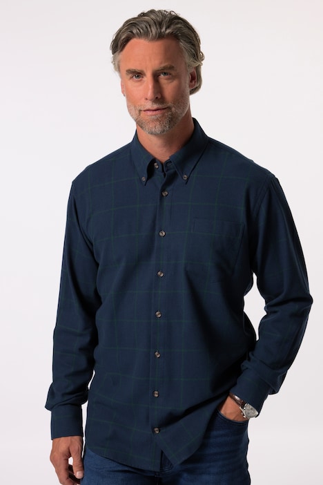 Boston Park Karo-Flanellhemd, Langarm, Buttondown-Kragen, Comfort Fit, bis 8 XL