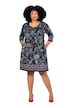 Žerzejové šaty, A střih, květy, výstřih do V, 3/4 rukávy