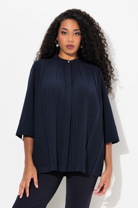 Draped Pleated 3/4 Sleeve Blouse