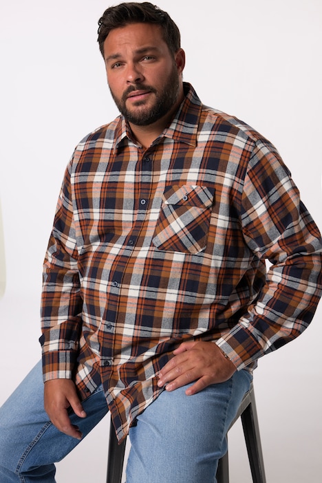 Men+ Karo-Flanellhemd, Langarm, Kentkragen, Modern Fit, bis 8 XL