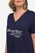 Half-Sleeve V-Neck Inscription T-Shirt