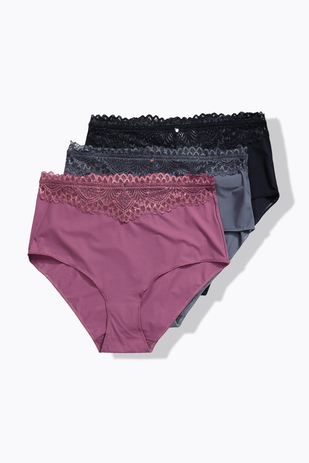 TruYou Maxislips, 3er-Pack, Spitzen-Bündchen, Mikrofaser
