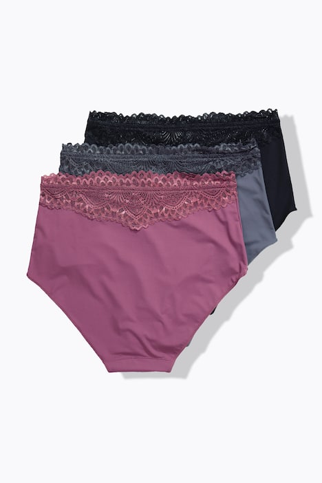 TruYou Maxislips, 3er-Pack, Spitzen-Bündchen, Mikrofaser