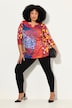 Graphic Print 3/4 Sleeve Split Neck Knit Tunic