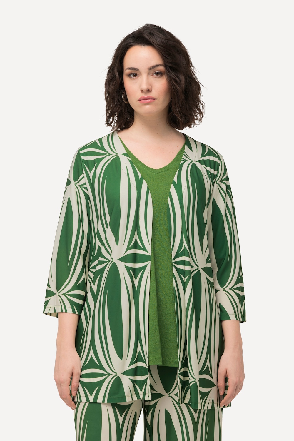 Große Größen Shirtjacke, Damen, grün, Größe: 42/44, Polyester, Ulla Popken