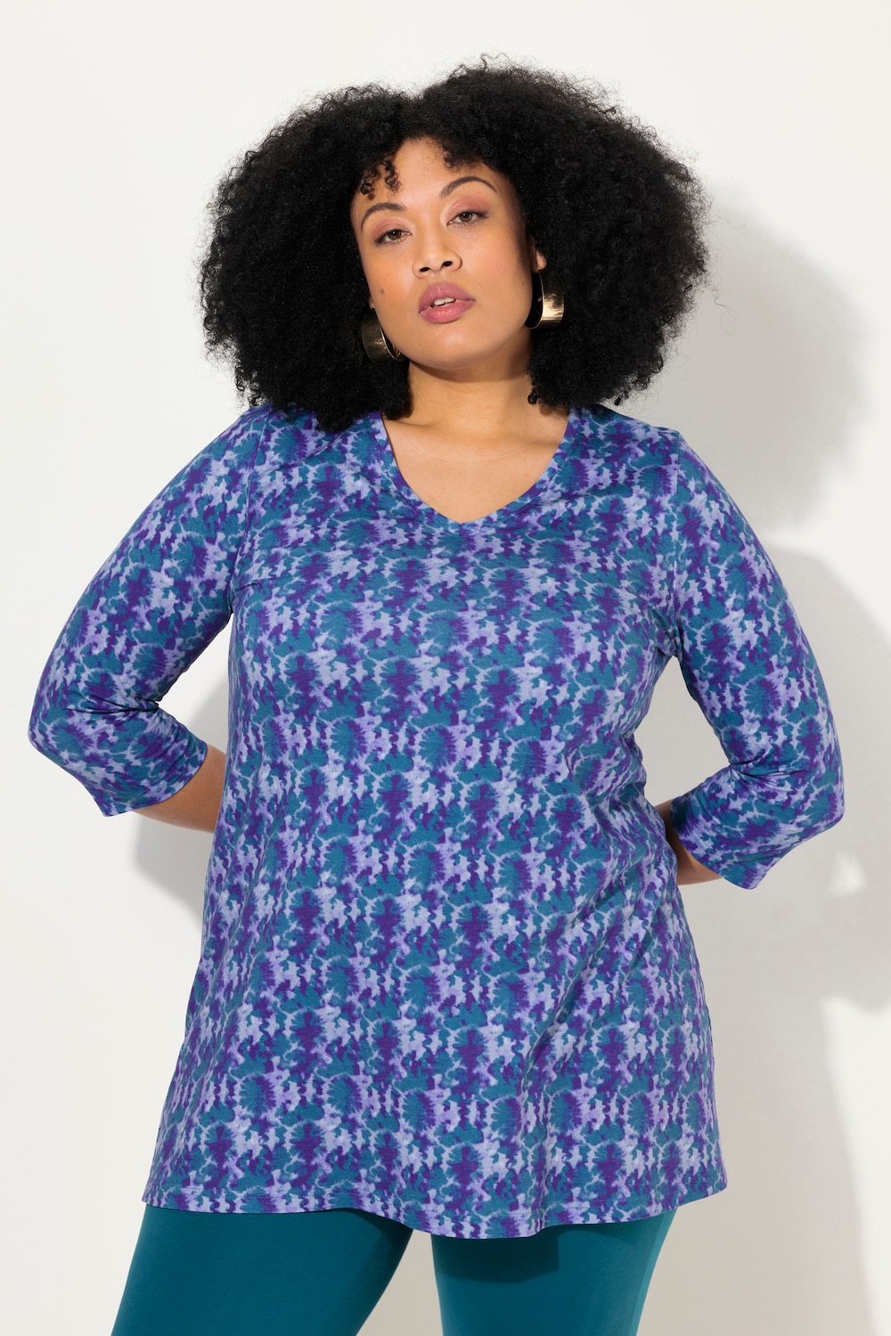 Große Größen Longshirt, Damen, blau, Größe: 66/68, Baumwolle, Ulla Popken