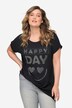 T-shirt, oversized, hartje van glittersteentjes, ronde hals, korte mouwen