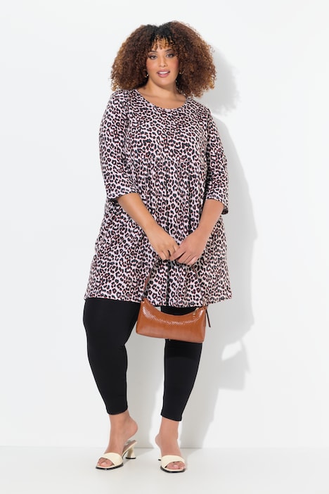 Leopard Print 3/4 Sleeve Knit Tunic